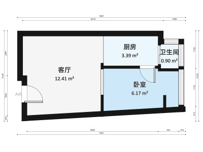 西海明珠花园1室1厅户型图1