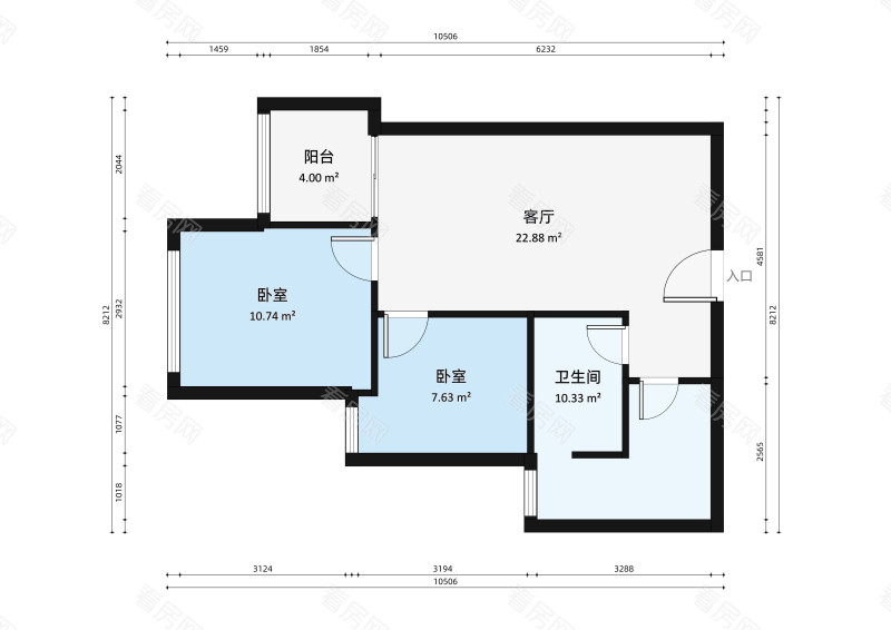 华盈尚轩小区2室2厅户型图2