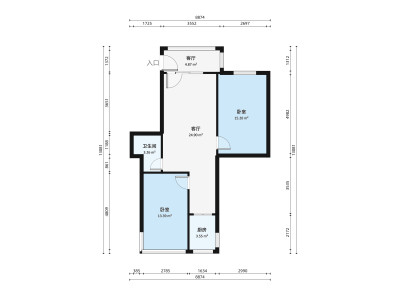 十小区小区2室1厅户型图2