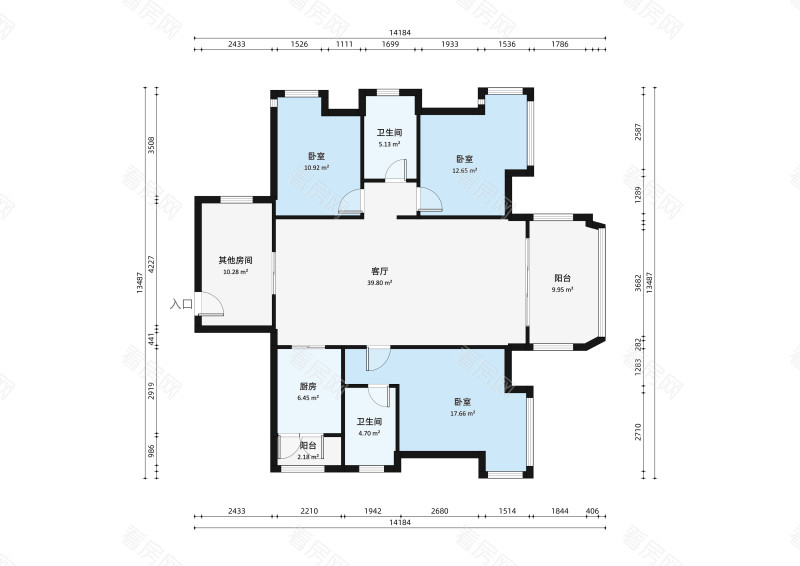 远洋城天骄小区3室2厅户型图4