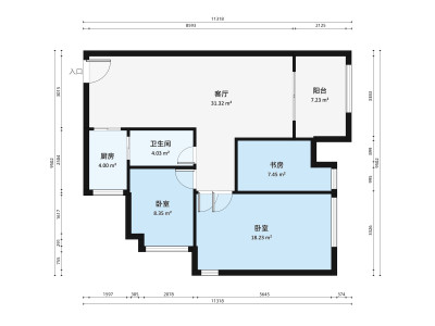 豪逸御华庭小区2室1厅户型图3