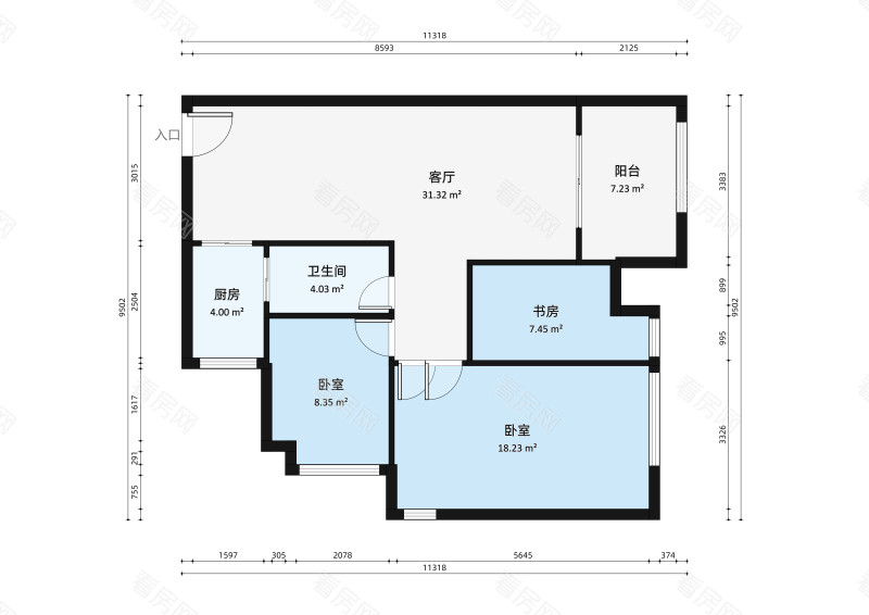 豪逸御华庭小区2室1厅户型图