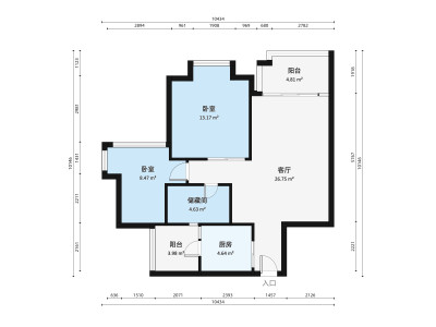 新世界鹿茵翠地小区2室1厅户型图2