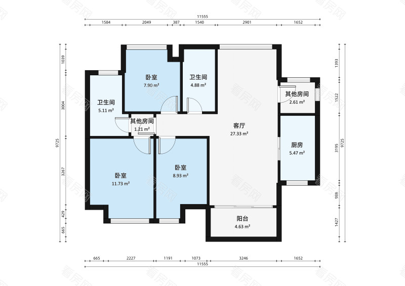 保利时代小区3室2厅户型图6