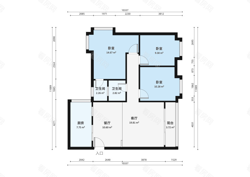 广珠花园小区3室2厅户型图2