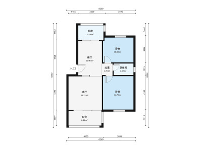 城市花园宝丽阁小区2室2厅户型图1