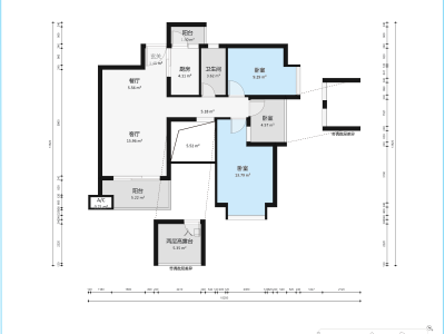 中熙香缤山小区2室2厅1卫户型图1
