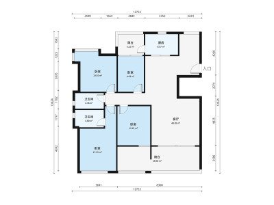 东海蓝湾小区4室1厅户型图1