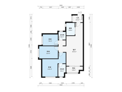 万科翡翠江望小区3室2厅户型图3
