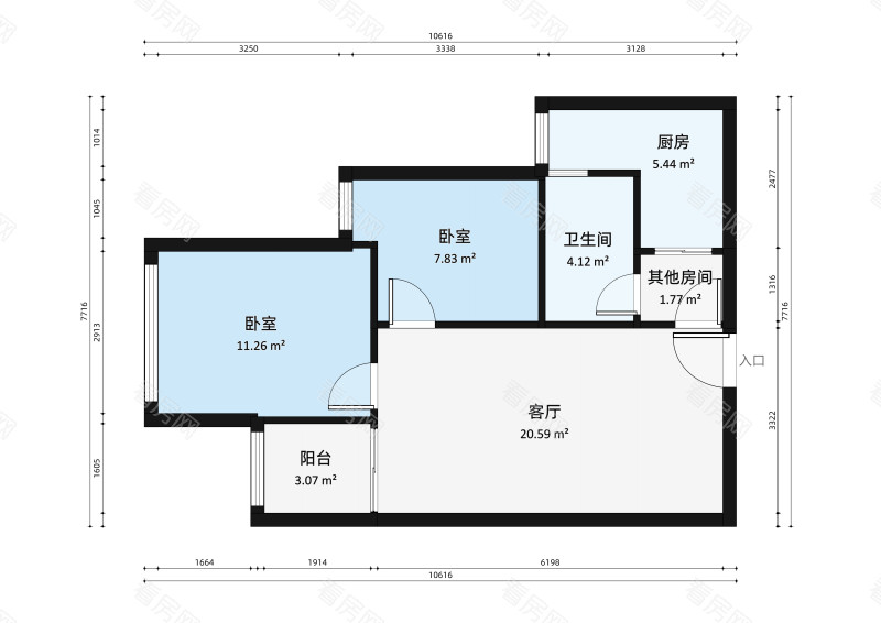 华盈尚轩小区2室1厅户型图