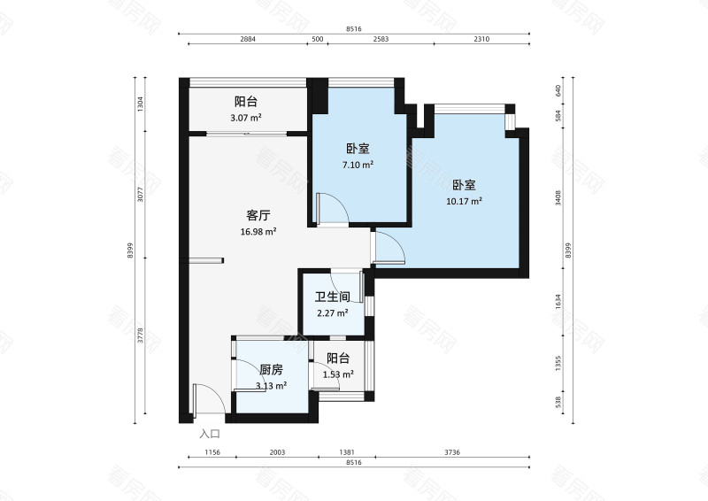 皇庭世纪小区1室1厅1卫户型图2