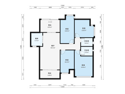 地铁金融城小区4室1厅户型图3