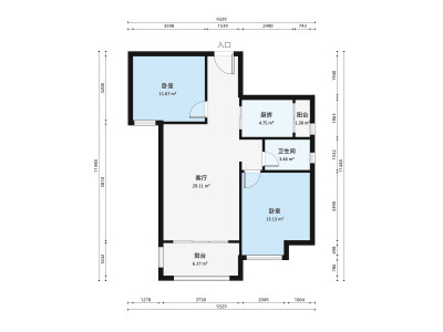 优悦城小区2室2厅户型图1