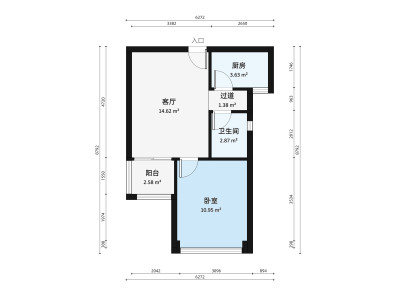 万科四季花城二期小区1室1厅户型图1
