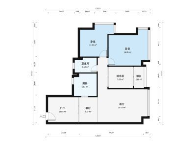 华发世纪城四期小区2室2厅1卫户型图2