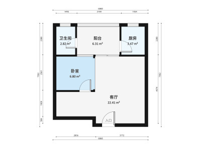 西海岸花园小区1室1厅户型图1