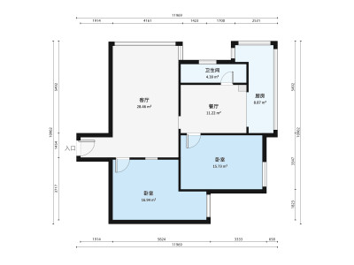 汾江中路小区2室2厅户型图1