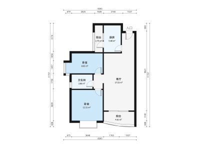金域豪庭二期小区2室2厅户型图1