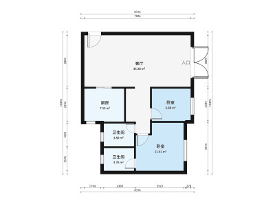 中山比华利山小区2室1厅户型图2