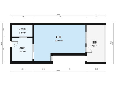 海岸新城小区1室1厅户型图1