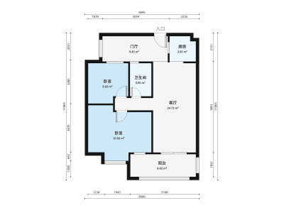 巨亿城小区2室1厅户型图1
