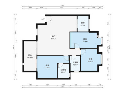 沙面新城小区3室1厅户型图5
