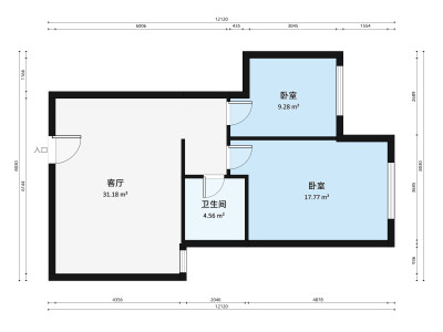 华景西苑小区2室2厅户型图1