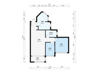 海印长城一期小区2室2厅户型图1
