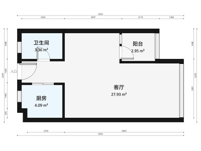 万科四季花城小区1室1厅户型图2