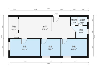 泰华路小区3室2厅户型图1