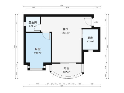 仙桐御景小区1室1厅户型图1