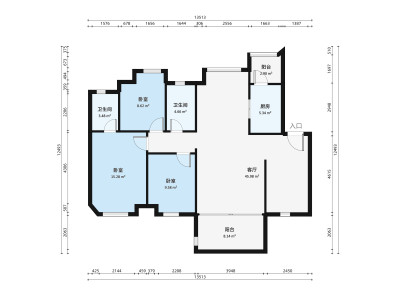 宏新蜜橙公馆小区3室2厅户型图4