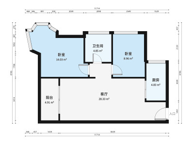 尚都小区2室1厅户型图3