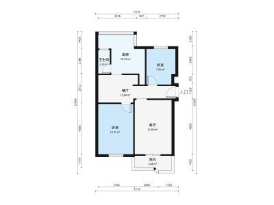 莲峰新村小区2室2厅户型图1