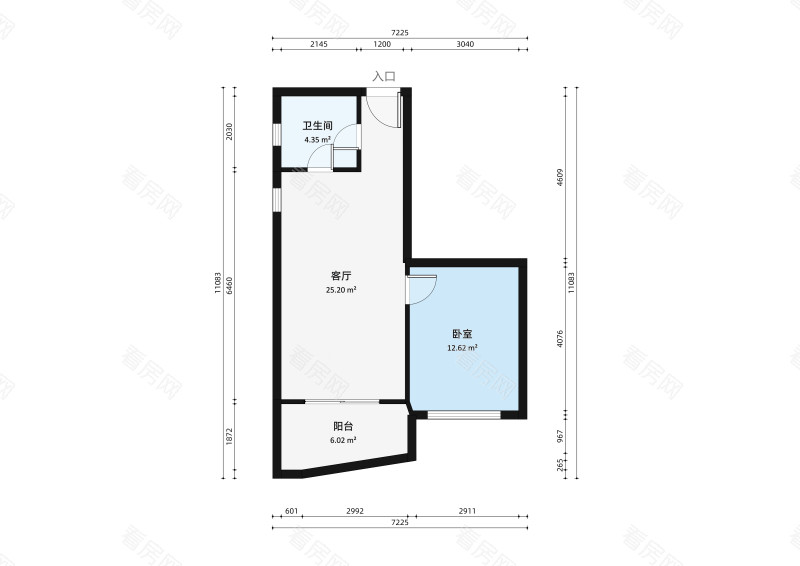 雅居乐悦景园小区1室1厅户型图6