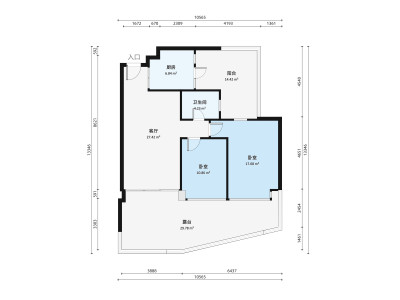 富逸臻园小区2室2厅户型图1
