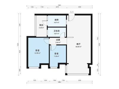 美陶花园小区2室2厅户型图1