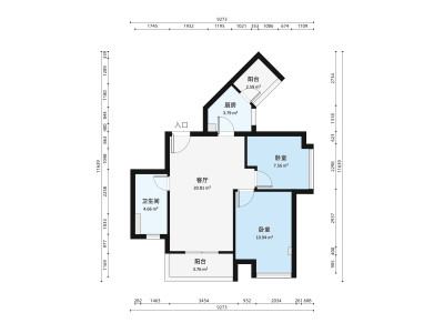 绿地香树花城小区2室1厅户型图2