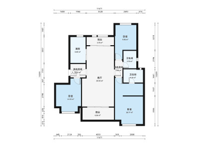 中海山湖世家小区3室2厅户型图3