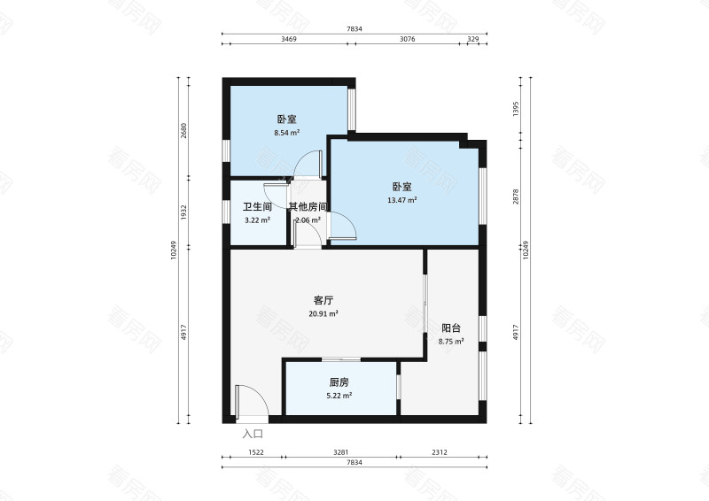 蓝湾半岛小区2室1厅户型图