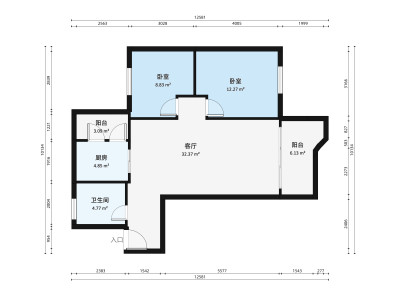 东盛花园1号小区2室2厅户型图1