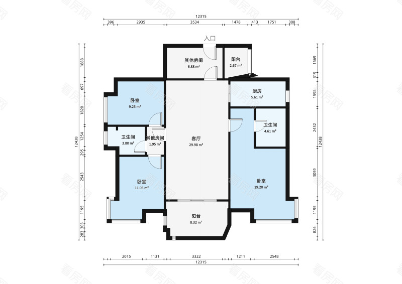 远洋城天骄小区3室2厅户型图8