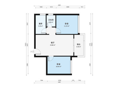樵顺嘉园小区2室2厅户型图1