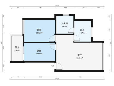 第一城小区2室1厅户型图2