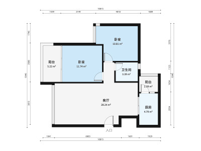 岸芷汀兰小区2室1厅户型图3