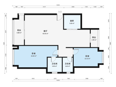 凰樵假日小区2室2厅户型图1