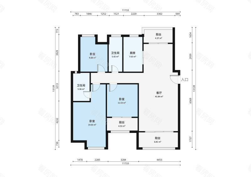 云星公园大观小区3室2厅户型图2