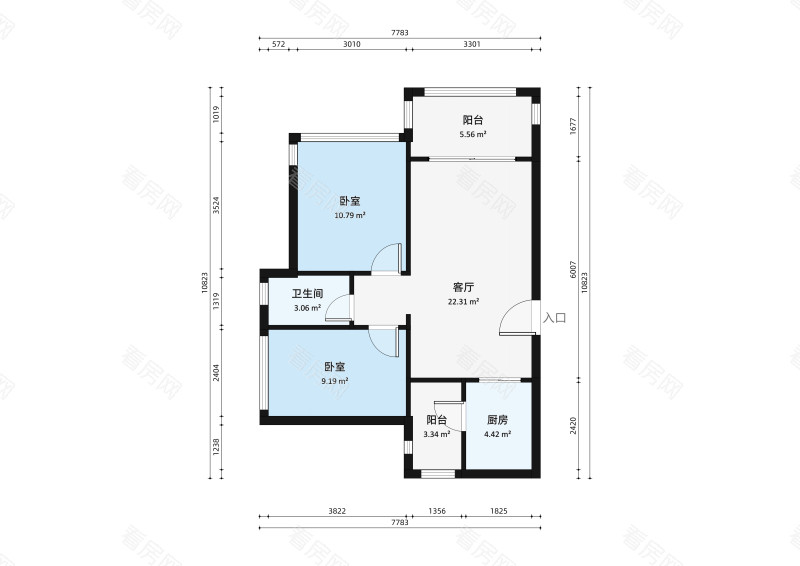 正德天水湖小区2室1厅户型图