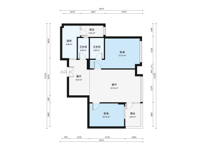 雅居乐岚晴湾畔小区2室2厅户型图1