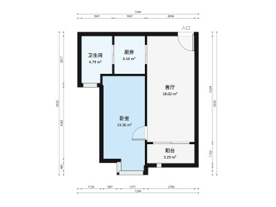 翠盈嘉园小区1室1厅户型图1